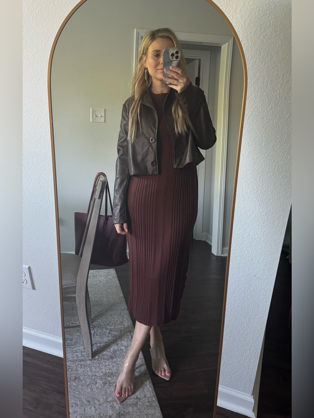 Coffee Brown Ribbed Midi Dress - Women - Picture 10 of 10